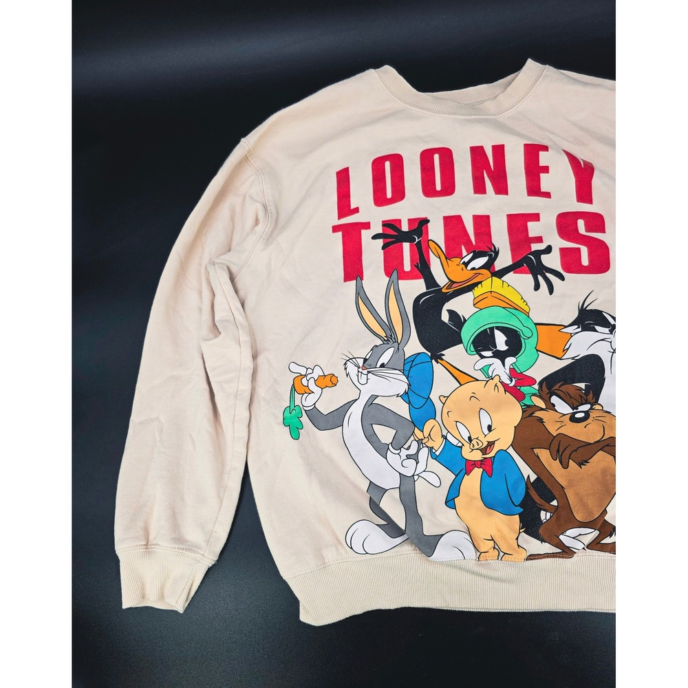 Looney Tunes‎ Crewneck Sweatshirt Bugs Bunny Taz Daffy Bird Cartoon M Medium - Picture 3 of 15